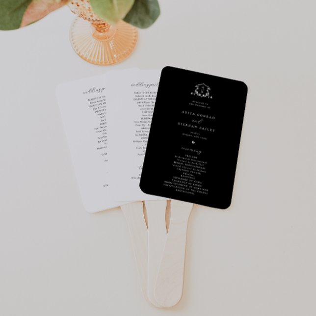 Éventail Vins intemporels Monogramme Crest Black Programme (Créateur téléchargé)