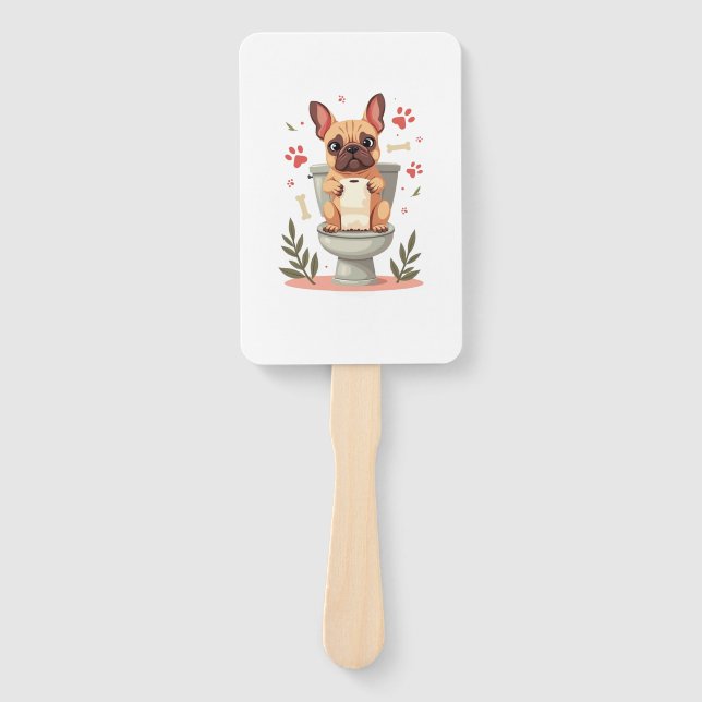 Éventail Vintage Angry French Bulldog Holding Toilet Paper  (Devant)