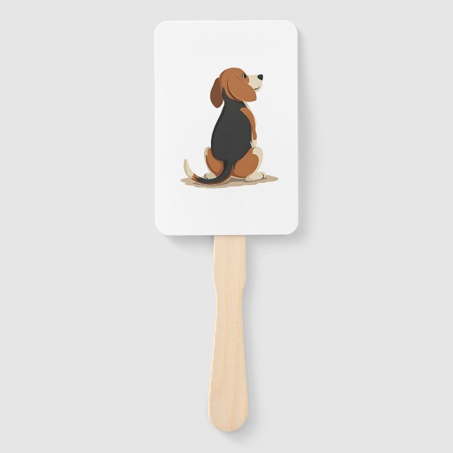 Éventail Vintage Beagle Dog Back View Illustration Pet Love (Devant)