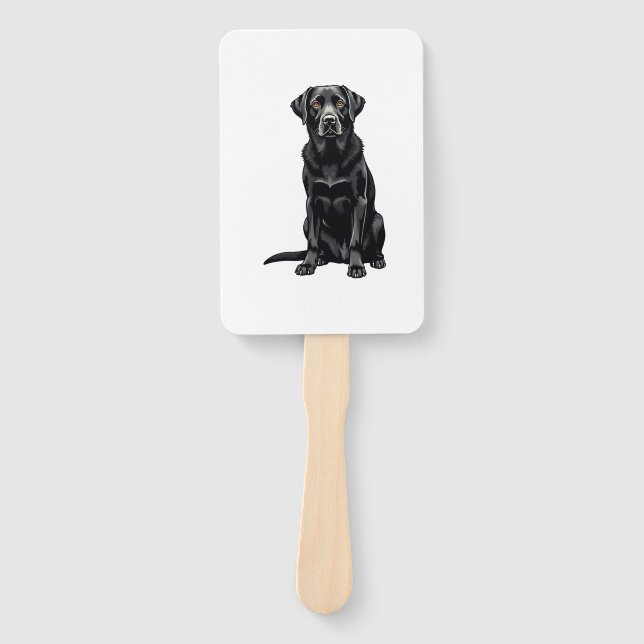 Éventail Vintage Black Labrador Retriever Dog Portrait Illu (Devant)