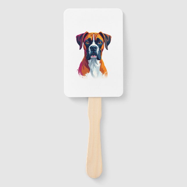 Éventail Vintage Boxer Dog Portrait Color Splash Pop Art Il (Devant)