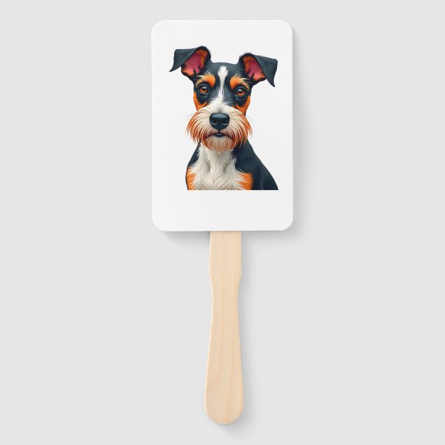 Éventail Vintage Colorful Dog Portrait Illustration Retro T (Devant)