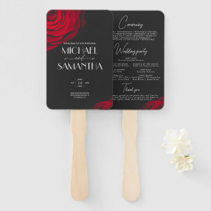 Éventail Vintage écarlate rouge rose pétale mariage