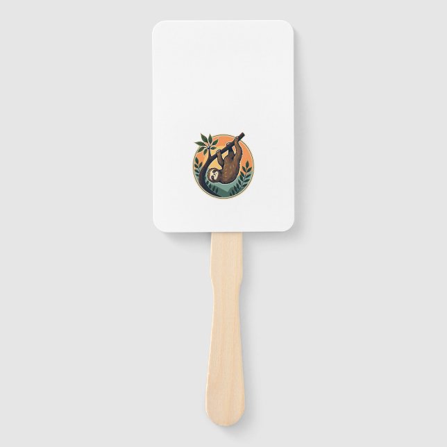 Éventail Vintage Sloth Vector Retro Wildlife Badge 2 (Devant)