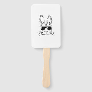 Éventail Visage de Lapin Avec Lunettes de Soleil Jour de Pâ