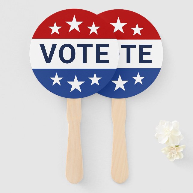 Éventail Votez élection rouge et bleue (Devant et derrière)
