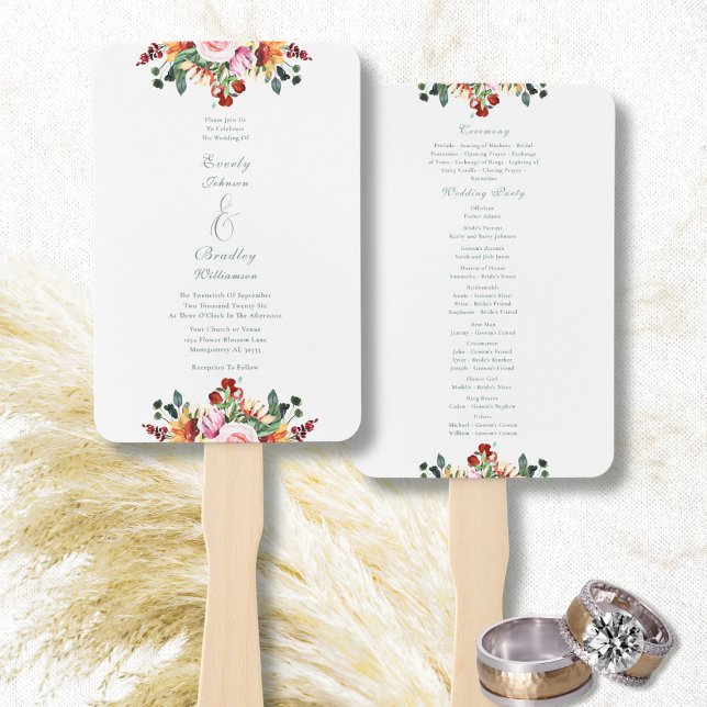 Éventail Watercolor Autumn Sunflower Floral Wedding (Créateur téléchargé)