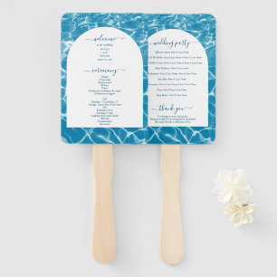 Éventail Watercolor Blue Ocean Beach Wedding Programme