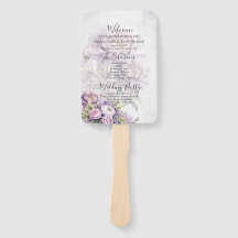 Watercolor Lavender Peony Wedding Programme