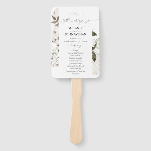 Éventail White Boho Floral Mariage Cérémonie Programme