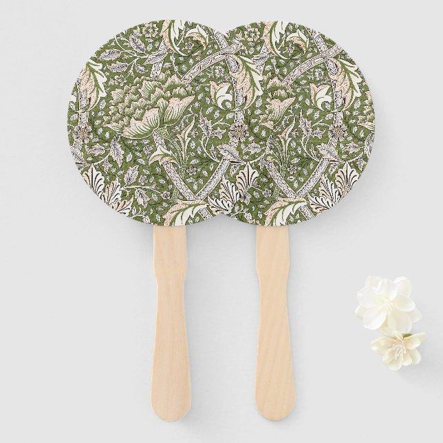 Éventail William Morris Windrush fleurs florales classique (Devant et derrière)