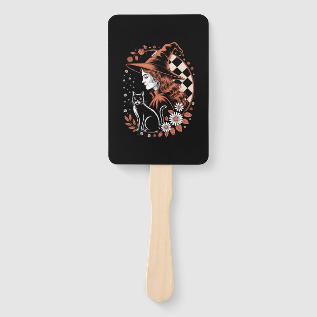 Éventail Witch Checkered Halloween (Devant)