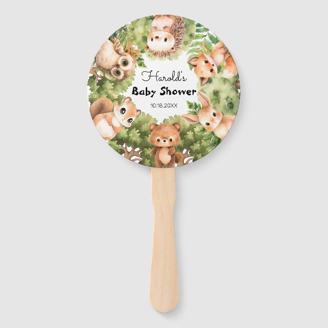 Éventail Woodland Friends Boy Baby shower (Devant)