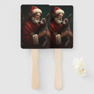 Éventail Xoloitzcuintli avec le Père Noël Fête de Noël