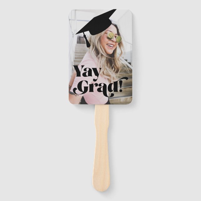 Éventail Yay Grad Fun Grad Graduation Photo Moveable Mortar (Devant)