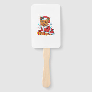 Éventail Yorkie Xmas Éclairage Père Noël Yorkie Chien Noël