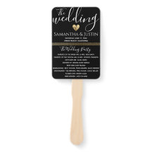 Éventails Élégants de Mariage Or et Noir