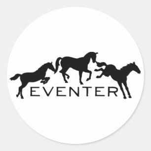 Eventer with Three Jumping Horses Classic Round Sticker