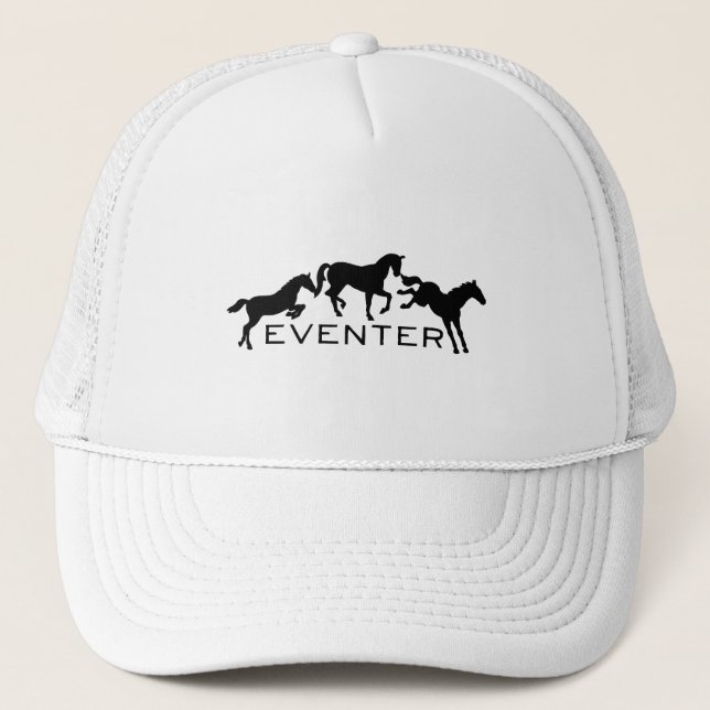 Eventer with Three Jumping Horses Trucker Hat (Front)