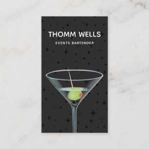 Events Bartender Festive Business Card