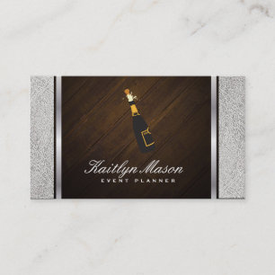 Events / White Leather & Wood / Silver Trim Business Card