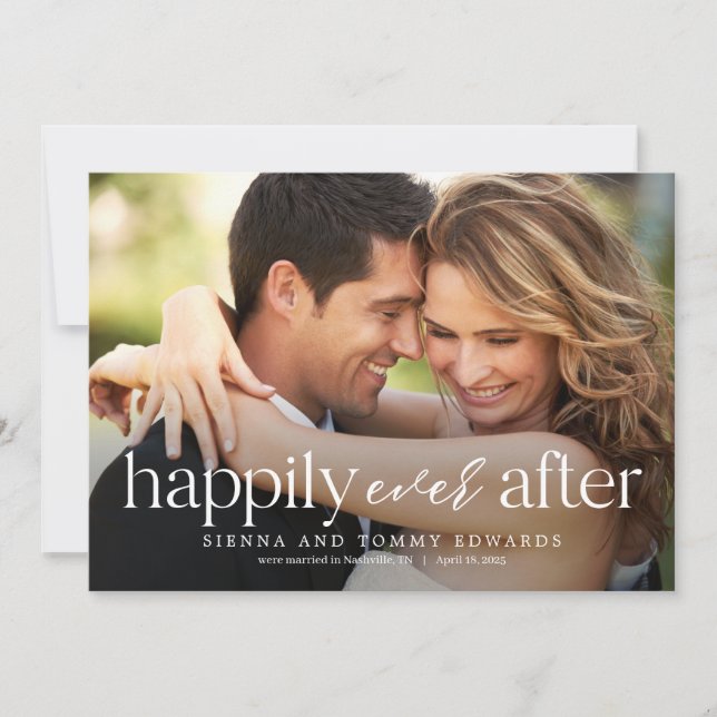 Ever After Editable Colour Wedding Announcement (Front)