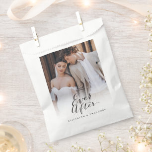 Ever After Script Calligraphy Chic Photo Wedding Favour Bag