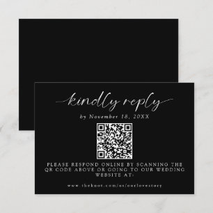 Ever After Wedding Minimal QR Code Kindly Reply  R RSVP Card