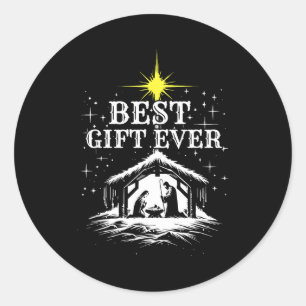Ever Christmas Cool Jesus Nativity Scene Christian Classic Round Sticker