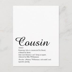 Ever Cousin Definition Elegant Script Postcard