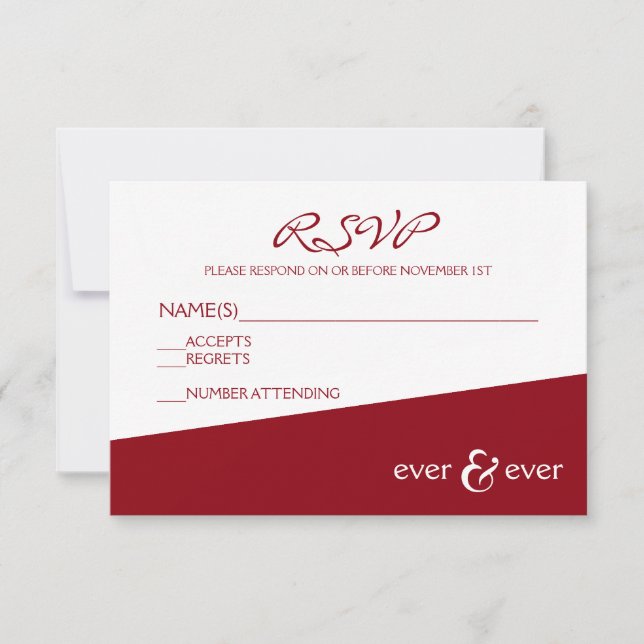 Ever & Ever Burgundy Angle - RSVP Card (Front)