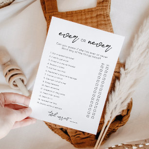 Ever or Never Bridal Shower Editable game card
