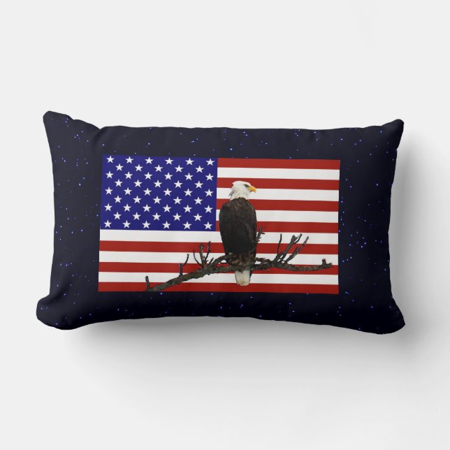 Ever Vigilant Bald Eagle Lumbar Pillow (Front)