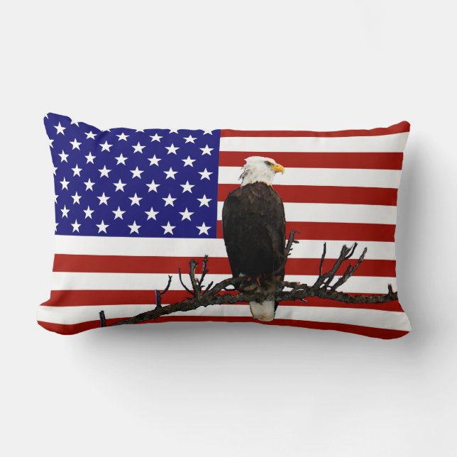 Ever Vigilant Bald Eagle Lumbar Pillow (Front)