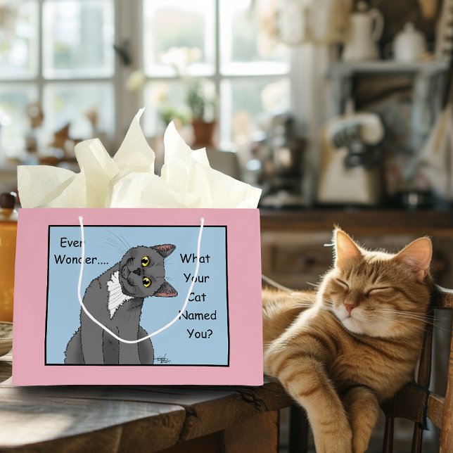 Ever Wonder Curious Cat Blue Large Gift Bag (Creator Uploaded)