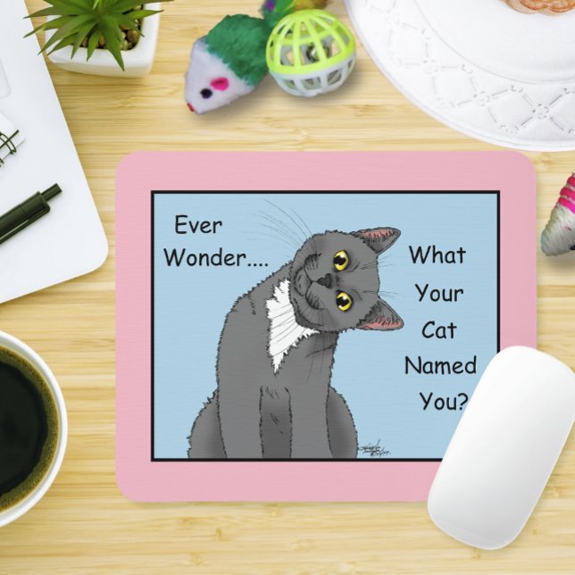 Ever Wonder Curious Cat Blue Mouse Pad (Creator Uploaded)