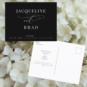 Ever Yours B/W Wedding Save the Date Postcard