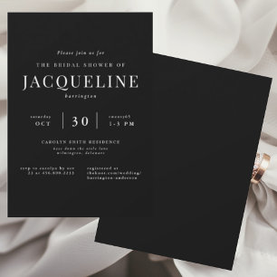 Ever Yours Black Elegant Bridal Shower Invitation