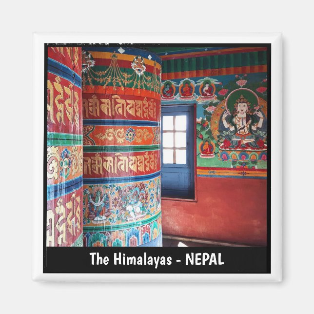 Everest trail views, Prayer Wheels - Nepal Magnet (Front)