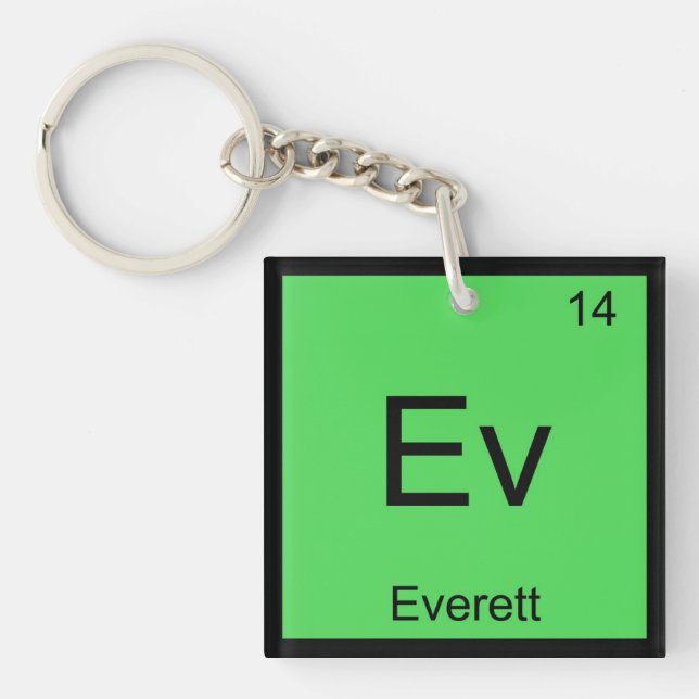 Everett Name Chemistry Element Periodic Table Keychain (Front)