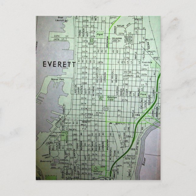Everett, WA Carte Vintage (Devant)