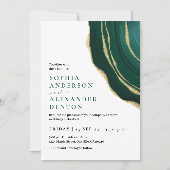 Everglade agate,  Forest Green wedding Invitation (Front)