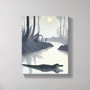 Everglades Alligator   National Park Watercolor Canvas Print