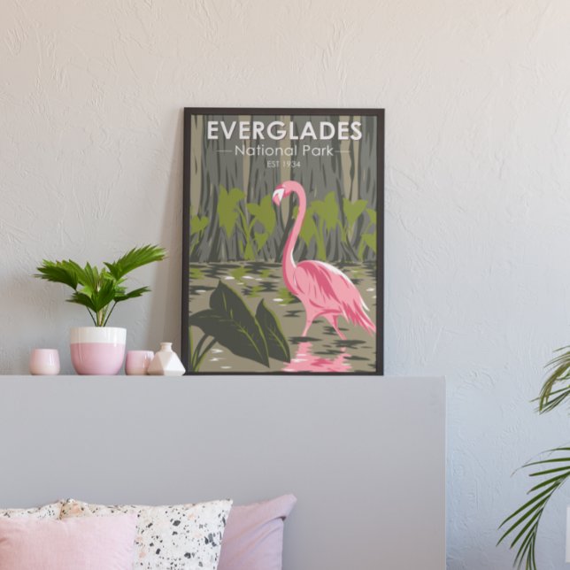  Everglades National Park Florida Flamingo Vintage Poster