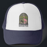 Everglades National Park Florida Flamingo Vintage  Trucker Hat<br><div class="desc">Everglades vector artwork design. The park is made up of coastal mangroves,  sawgrass marshes and pine flatwoods that are home to hundreds of animal species.</div>
