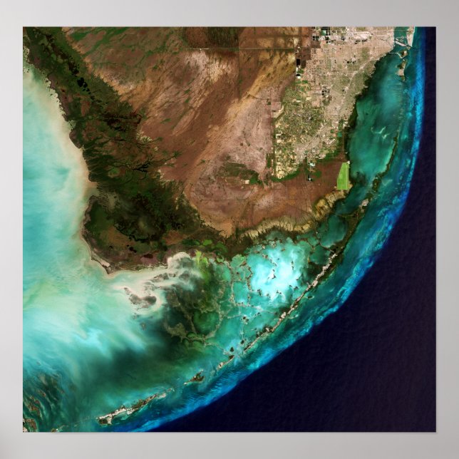 Everglades National Park Florida Keys Satellite Poster (Front)