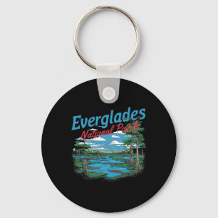 Everglades National Park Illustration Hiking Retro Keychain