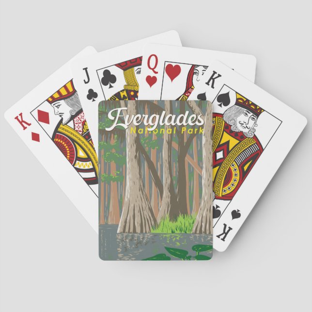 Everglades National Park Illustration Travel Art Playing Cards (Back)