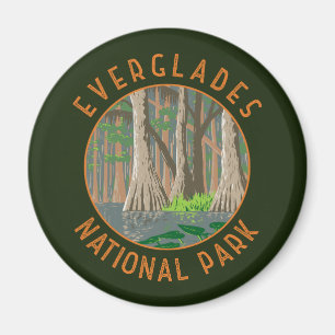 Everglades National Park Retro Distressed Circle Magnet