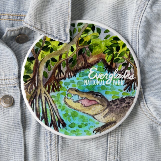 Everglades National Park Watercolor 6 Inch Round Button (In Situ)